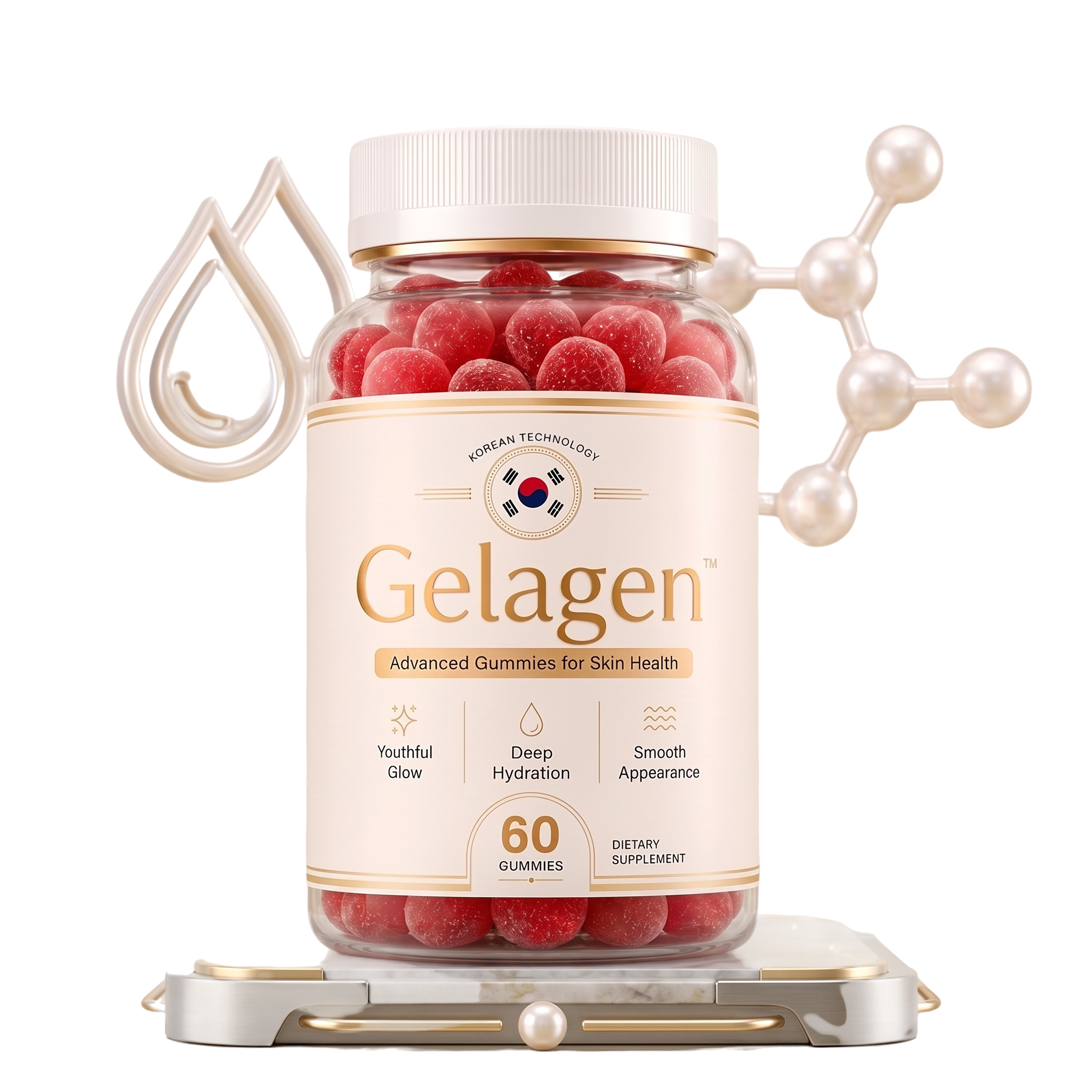 Gelagen skin, hair and nail gummies bottle